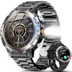 スマートウォッチ 軍用規格 1.46インチ 腕時計 IP68防水 耐衝撃性