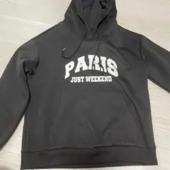 PARIS JUST WEEKEND ロゴプリント パーカー ブラック