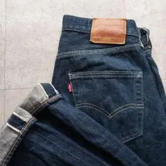 LEVI'S 501 USA製 濃紺 赤耳 Vステッチ 革パッチ W30 L34