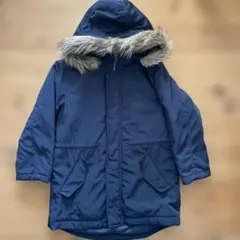 GU ネイビー 中綿コート ファー付きフード　130cm