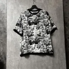 CPCM シーピーシーエム 総柄 アロハ風 半袖Tシャツ モノトーン Mサイズのサムネイル