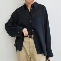 美品✨『IENA』シアー ボイル シャツ 長袖 オーバー ネイビー 25AW