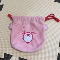 ケアベア ラブアロットベア ふわふわフェイス巾着ポーチ ピンク