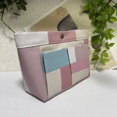 バッグインバッグ♪ニュアンスカラー帆布のパッチワーク♪ハンドメイド