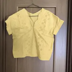 SIMPLICITE　マスタード色　刺繍コットンシャツのサムネイル