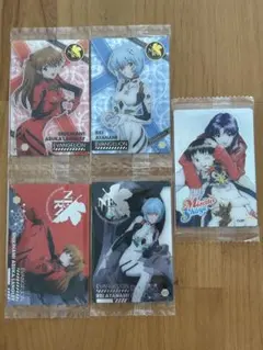 エヴァンゲリオン カード 月刊ニュータイプ付録4枚セット&ウエハースカード 1枚