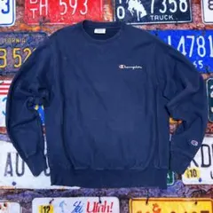 Champion リバースウィーブ スウェット ネイビー M フェード 古着