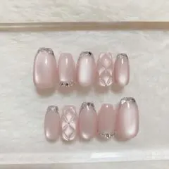 シルキーマグネット　ガラスフレンチ　キルティング　うるマグ　ネイルチップ　現品