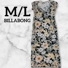 ⭐️569 BILLABONG 花柄 半袖 Vネック ワンピース Lのサムネイル