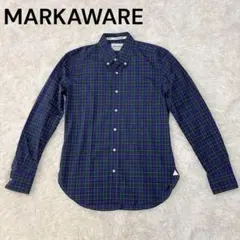 【極美品】MARKAWARE 長袖シャツ チェック ネイビー/グリーン Mのサムネイル