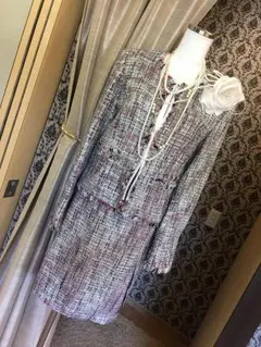 新品９号 ピンク系 ノーカラージャケット ツイード 入学式卒園卒業式 お仕事