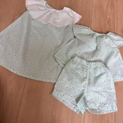 姉妹　おそろい　水色 花柄 ベビー服セット　80.95