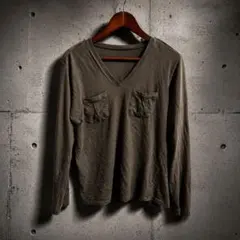 GUCCI by tom ford Vネック長袖カットソー カーキ　L GUCCI by tom ford Vネック長袖カットソー カーキ L - メルカリ