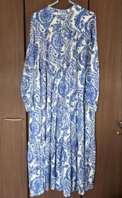 【美品】マニャーナスエルテ　ダマスクプリントティアードワンピース