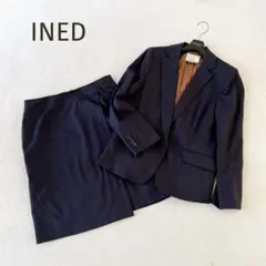 美品★INED★大きいサイズ ジャケット×スカートセットアップ ネイビー 15号