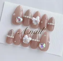 現品Ｌサイズ❥ワンホン 韓国 量産型 フレンチガーリー ちゅるん ネイルチップ