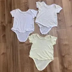 半袖ロンパース【70サイズ】３枚セット＊綿100%西松屋　無地・ボーダー・水玉