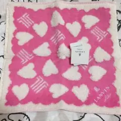 ランバン　タオルハンカチ　ハート　ピンク　ホワイト　新品