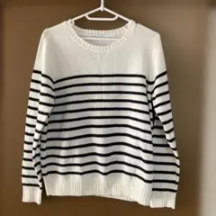 earth music&ecology ストライプ 長袖ニットセーター