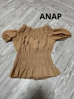ANAPオフショルダー 半袖 トップス ブラウン