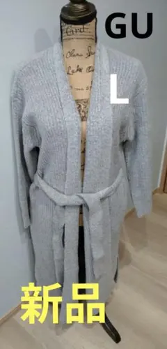 新品　GU　 グレーノーカラー アウター　L