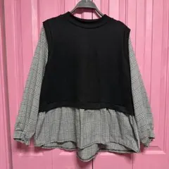 しまむら　レイヤードデザイン長袖チュニック　LL