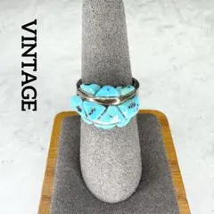 VINTAGE ヴィンテージ　スターリングシルバー ターコイズリング 14号
