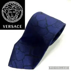 ☆極美品☆VERSACE ネクタイ ネイビー パターン　イタリア製