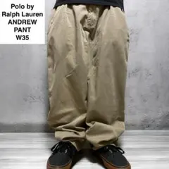 ポロラルフローレン2タックチノパンツアンドリューパンツベージュw35古着ポロチノ