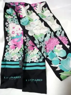 LEONARD レオナール 大判スカーフ シルク100% 花柄 トリム - メルカリ