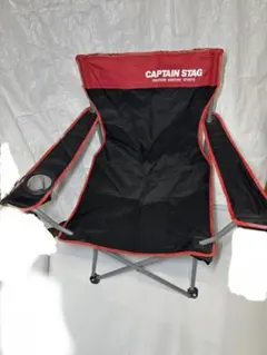 CAPTAIN STAG キャプテンスタッグ　アウトドアチェア　黒　赤のサムネイル