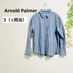 【美品】アーノルドパーマー 長袖シャツ 傘ロゴ刺繍 ネイビー系 サイズ3のサムネイル