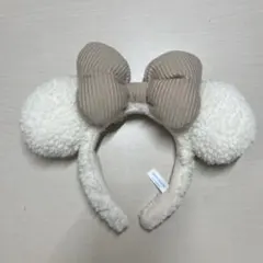 ディズニーカチューシャ ミニーちゃん ホワイト ボア ふわふわカチューシャ