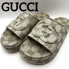 【美品】　GUCCI GG柄　スライド サンダル ベージュ エボニー 8 美品】 GUCCI GG柄 スライド サンダル ベージュ エボニー 8 - メルカリ