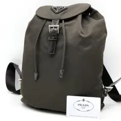 【極美品】プラダ リュック バックパック 三角ロゴ ナイロン ブラウン 巾着