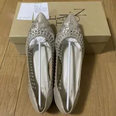 LE TALON ポインテッドサシメッシュフラット　シルバー　23