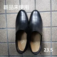 ingイング　本革レザー黒 ローファー 太ヒールパンプス 23.5cm