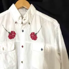 貴重 メンズカネコイサオ カーネーション刺繍 長袖シャツ 金子功 カールヘルムのサムネイル