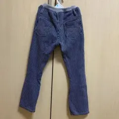 ストライプ柄 裏起毛長ズボン 130サイズ ネイビー/グレー