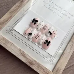 ピンク系リボンネイルチップ 10個セット　アーモンド