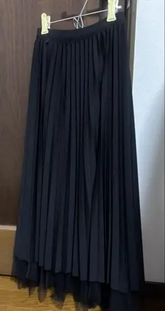 ブラック プリーツ ロングスカート リバーシブル