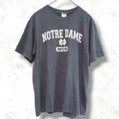 GILDAN NOTRE DAME MOM Tシャツ グレー カレッジロゴ 半袖