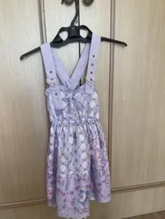 紫色 チェック柄 ジャンバースカート