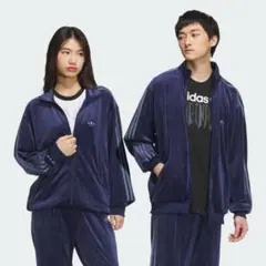 adidas ベロアトラックパンツ ネイビー