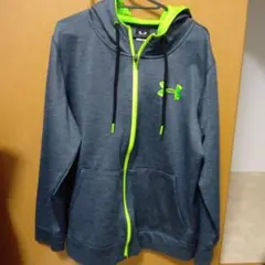 UNDER ARMOUR ジップアップパーカー グレー ネオングリーン