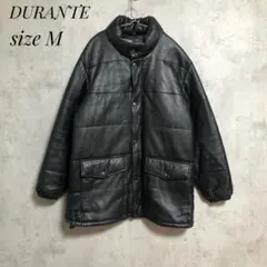 【美品】DURANTE レザージャケット　羊革　　キルティング　ブラック 黒 90s 【GENUINEレザー】DURANTE レザー カーコート ブラック 内側