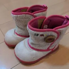 IFME クリーム/ピンク　スノーブーツ　マジックテープ　12.5cm　冬