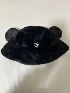ミッキーマウス 耳付きファー帽子 黒