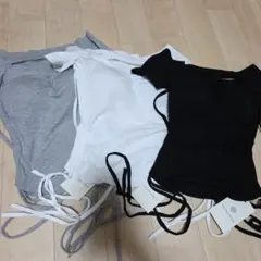 激安 묶음 판매 ミームセレクト 半袖クロスストラップリボンカットアウトオフショル