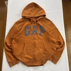 と*と様 00s oldgap レアカラー 橙 水色ロゴ 短丈 ジップパーカー